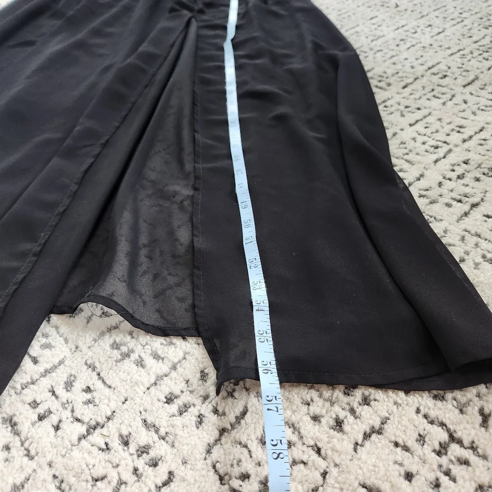 Soieblu Black Gown Dress Gold Floral Sequins Embroidery Whimsigoth Fairy Witchy - Picture 7 of 14